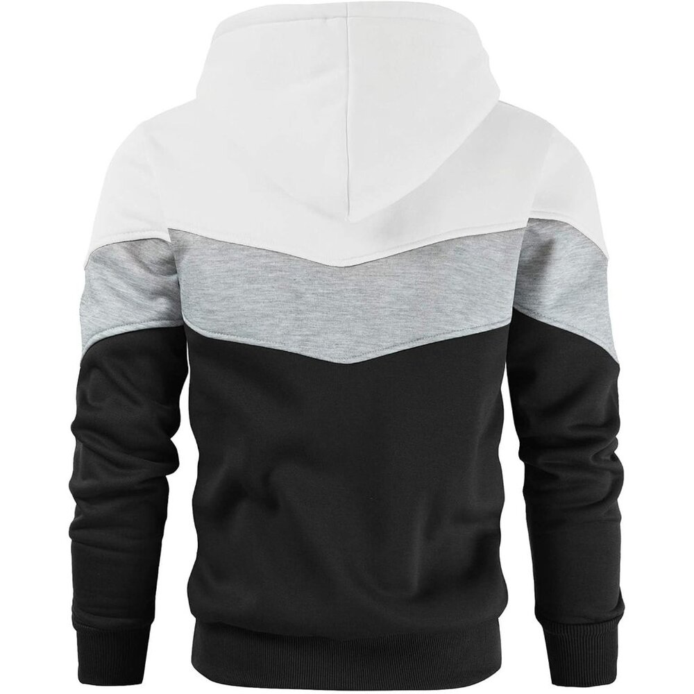 Men's White Black Novelty Pullover Fleece Hoodie Long Sleeve Casual Sweatshirt - Picture 3 of 7